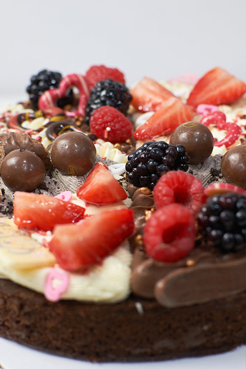 Brownie "Pizza de frutas y chocolate"
