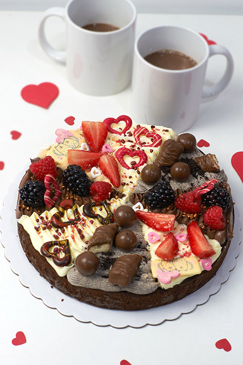 Brownie "Pizza de frutas y chocolate"