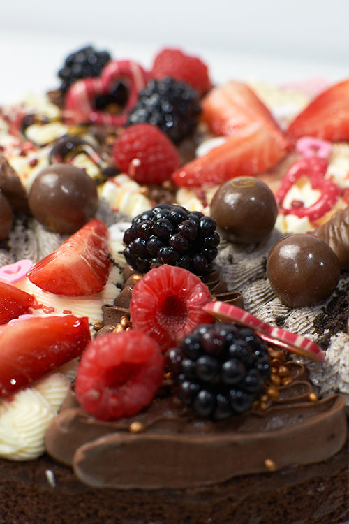 Brownie "Pizza de frutas y chocolate"